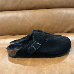 Birkenstock Boston Shearlings 40 Black Suede Women’s Size 9 / 9.5